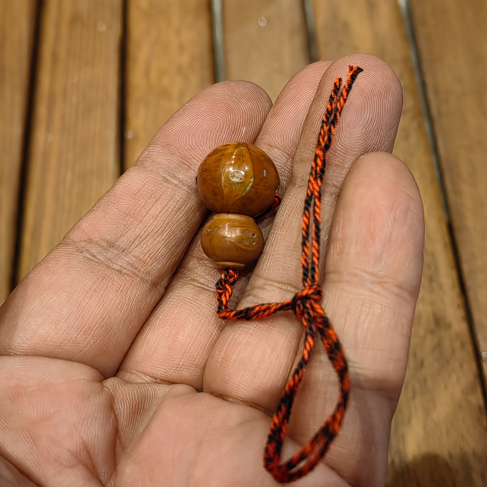 Natural Dark Brown Phoenix Eye Bodhi Beads, 3pcs Set